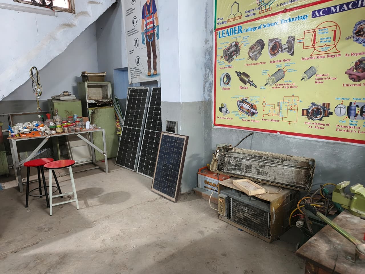 Electrical workshop with wiring practice boards at LCST